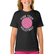 Girls Pink Volleyball Custom Team Name T - Shirt