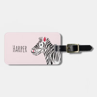 Girl's Pink Watercolor Zebra Safari und Kinder Nam