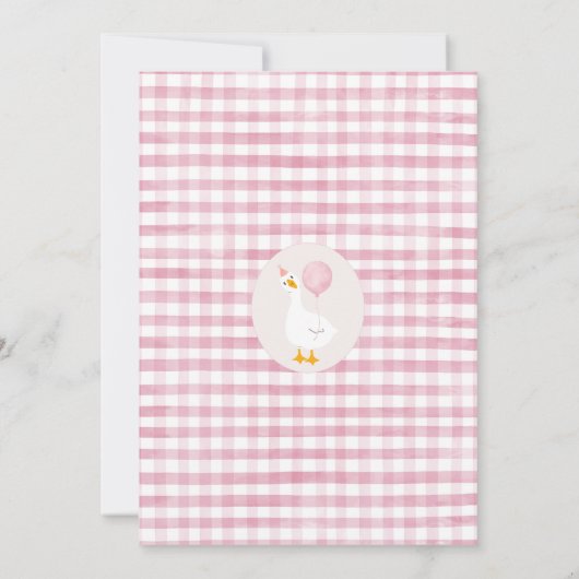 Girls Pink Wildflower One Silly Goose 1st Birthday Einladung (Rückseite)