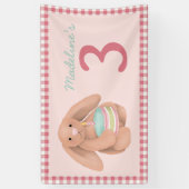 Girls Pink Woodland Bunny Birthday Sign Banner (Vertikal)