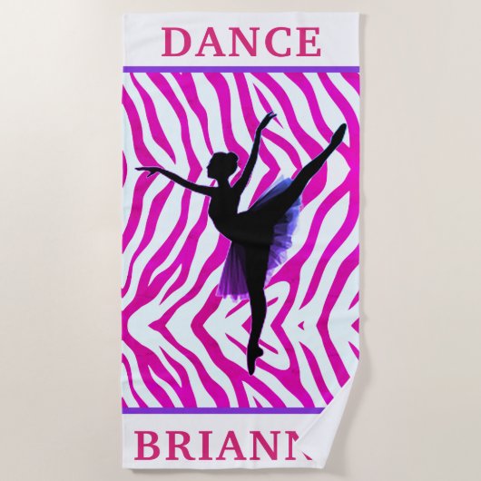 Girls Pink Zebra Ballerina Dancer Strandtuch (Vorderseite)