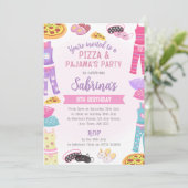 Girls Pizza & Pajama Party Invite - Sleepover Fun Einladung (Stehend Vorderseite)