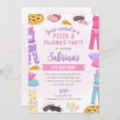 Girls Pizza & Pajama Party Invite - Sleepover Fun Einladung (Vorne/Hinten)