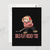 Girls Play Hockey Too Postkarte (Vorne/Hinten)