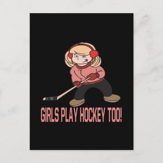 Girls Play Hockey Too Postkarte (Vorderseite)