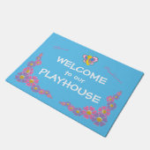 Girls Playhouse willkommen blau Fußmatte (Schrägansicht)