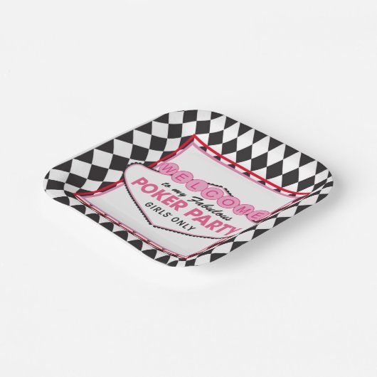 Girls Poker Card Party Pappteller (Gewinkelt)