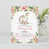 Girls pony Baby Shower Einladungen (Stehend Vorderseite)