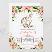 Girls pony Baby Shower Einladungen (Vorne/Hinten)