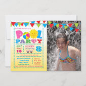 Girls Pool Geburtstagspartys Einladungen mit Foto (Vorderseite)
