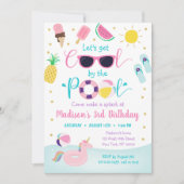 Girls Pool Party Cool Geburtstag Einladung (Vorderseite)