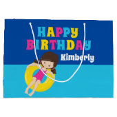 Girls Pool Party Geburtstag Hübsch Personalisiert Große Geschenktüte (Rückseite)