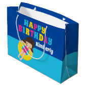 Girls Pool Party Geburtstag Hübsch Personalisiert Große Geschenktüte (Rückseite Schrägansicht)