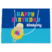 Girls Pool Party Geburtstag Niedlich Custom Große Geschenktüte (Vorderseite)