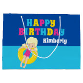 Girls Pool Party Geburtstag Niedlich Custom Große Geschenktüte (Rückseite)