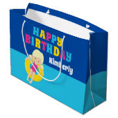 Girls Pool Party Geburtstag Niedlich Custom Große Geschenktüte (Rückseite Schrägansicht)