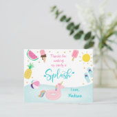 Girls Pool Party Geburtstag Vielen Dank Dankeskarte (Stehend Vorderseite)