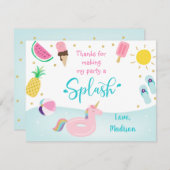 Girls Pool Party Geburtstag Vielen Dank Dankeskarte (Vorne/Hinten)