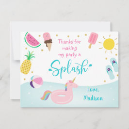 Girls Pool Party Geburtstag Vielen Dank Dankeskarte