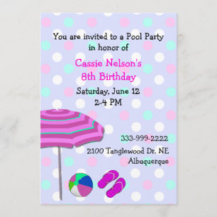 Girl's Pool Party Geburtstagseinladung Einladung