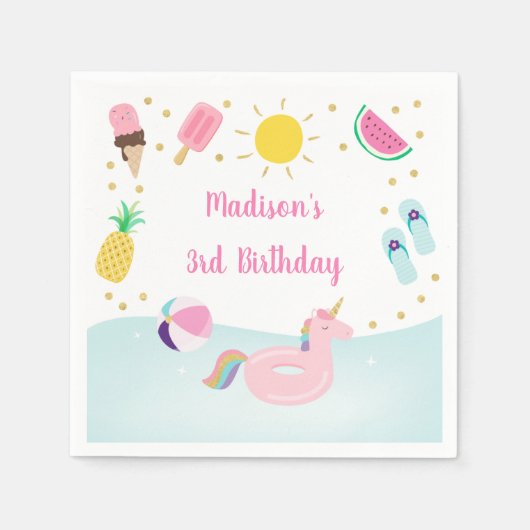 Girls Pool Party Ice Creme Serviette (Vorderseite)