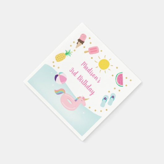 Girls Pool Party Ice Creme Serviette (Ecke)