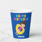 Girls Pool Party Niedlich Custom Kindergeburtstag Pappbecher (Rückseite)