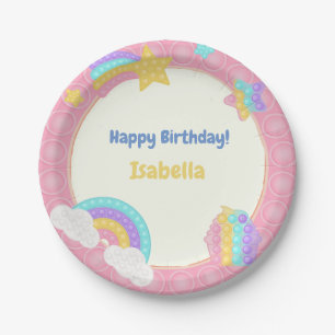 Girl's Pop It Fidget Geburtstag Pappteller