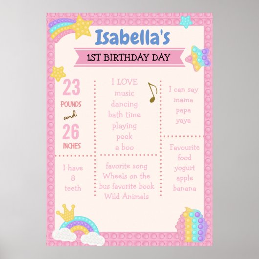 Girl's Pop It Meilenstein Fidget Poster (Vorne)