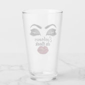 Girls Power Custom Bridal Red Kiss Lips Lashes Glas (Rückseite)