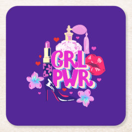 Girls-Power Rechteckiger Pappuntersetzer