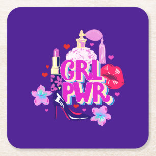 Girls-Power Rechteckiger Pappuntersetzer