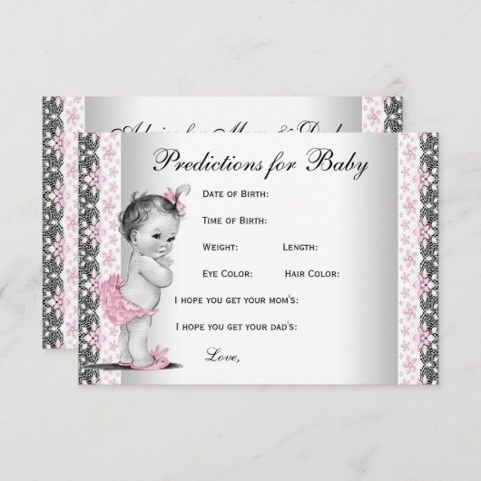 Girls Predictions & Advice for Parents Baby Shower Hinweiskarte (Vorne/Hinten)
