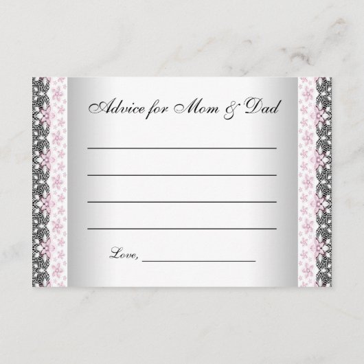 Girls Predictions & Advice for Parents Baby Shower Hinweiskarte (Rückseite)