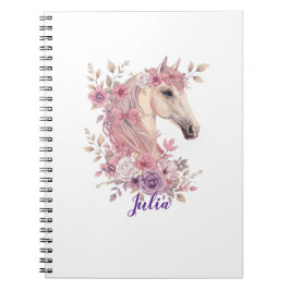 Girls Pretty Ponies Pastel Floral Horse Notizblock