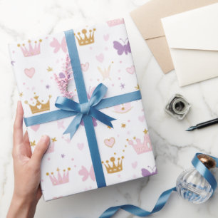 Girls Princess Crown Geburtstag Geschenkpapier