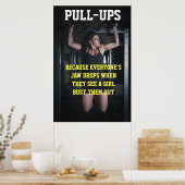 Girls Pull-Ups trainieren Motivierend Gymnastikang Poster (Küche)