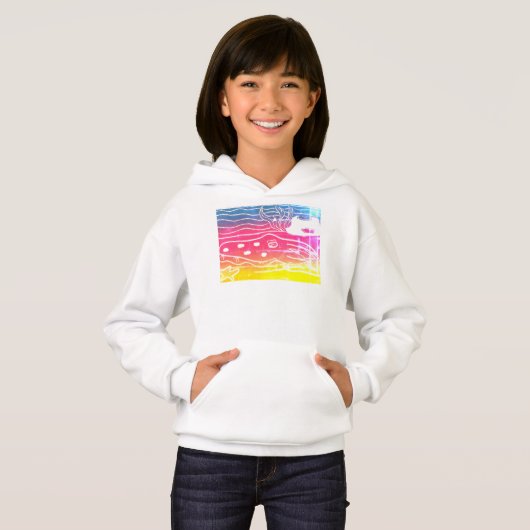 Girls Pullover Hoodie Rainbow Cuttlefish (Vorne ganz)