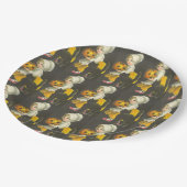 Girls Pumpkin Black Cat Vintag Halloween Pappteller (Schrägansicht)