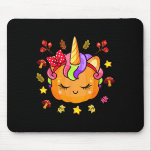 Girls Pumpkin Niedlich Unicorn Pumpkin Herbst Ki Mousepad