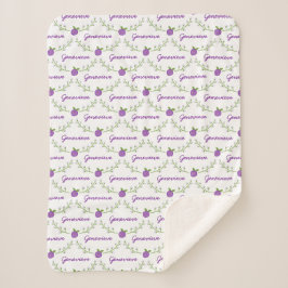 Girls Purple Floral Name Blanket Sherpadecke
