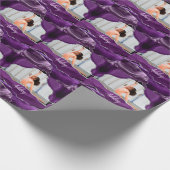 Girls Purple Glitter Personalized Photo and Name Geschenkpapier (Ecke)