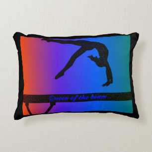 Girls Queen of the Beam Gymnastics Accent Pillow Dekokissen