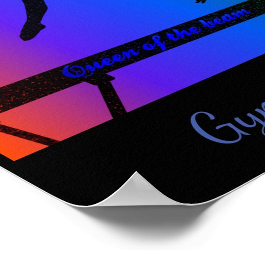 Girls Queen of the Beam Gymnastics Poster (Ecke)