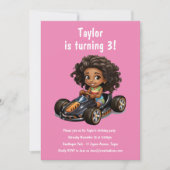 Girls Race Car Kindergeburtstag Party Einladung (Vorderseite)