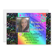 Girls Rainbow LOL Geburtstagsparty Foto Einladung