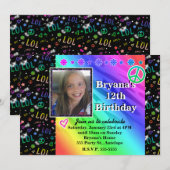 Girls Rainbow LOL Geburtstagsparty Foto Einladung (Vorne/Hinten)