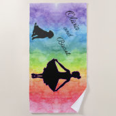 Girls Rainbow Watercolor Dancer and Dog Strandtuch (Vorderseite)