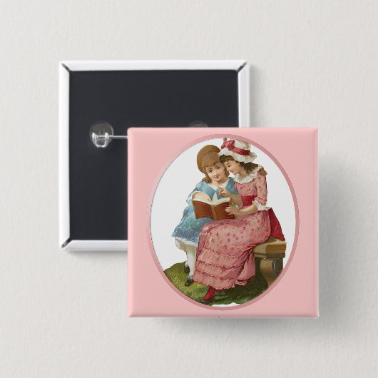 Girls Reading Button (Vorne & Hinten)