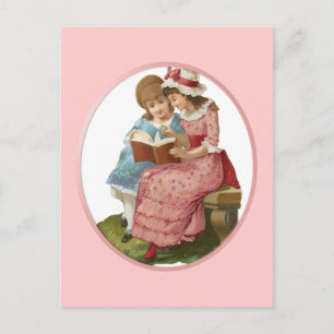 Girls Reading Postkarte